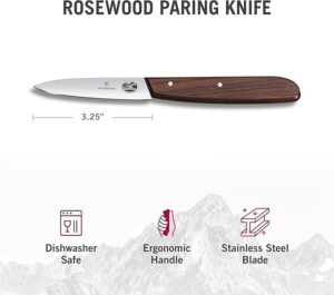 Victorinox Rosewood Paring Knife - Premium Kitchen & Home Essentials - Cooking Knife Cuts Fruits & Vegetables with Ease - Wood Handle, 3.25"