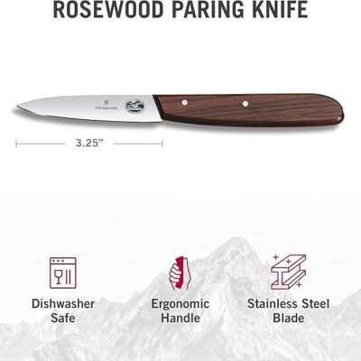 Victorinox Rosewood Paring Knife - Premium Kitchen & Home Essentials - Cooking Knife Cuts Fruits & Vegetables with Ease - Wood Handle, 3.25"